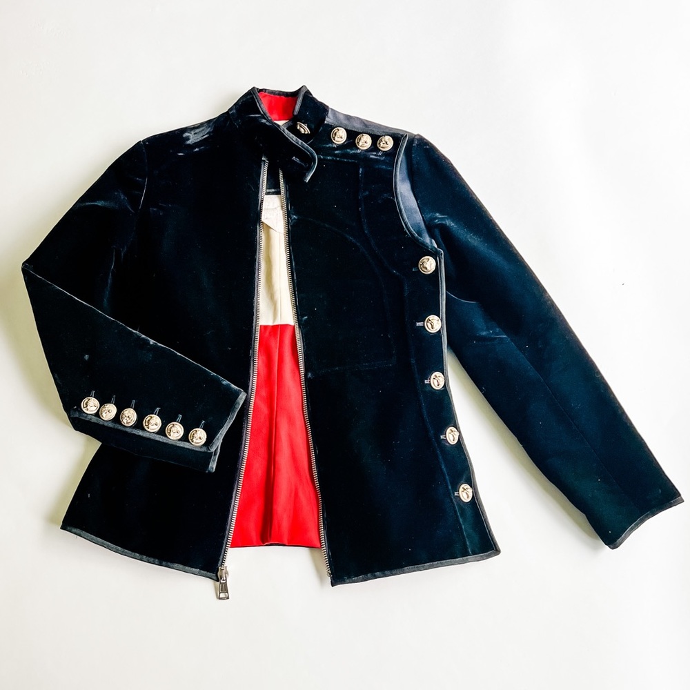 Vintage Jean Paul Gaultier Black Velvet Military Jacket S Eu 42